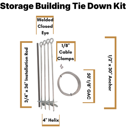 Storage Building Tie Down Kit (Galvanized) w/ Installation Rod