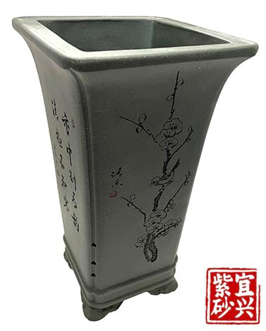 Cascade pot, grey/green colour, 14.5x25.5x14.5cm