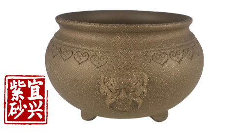 9 x 5.6 x 9 Small Round Cauldron (Olive)