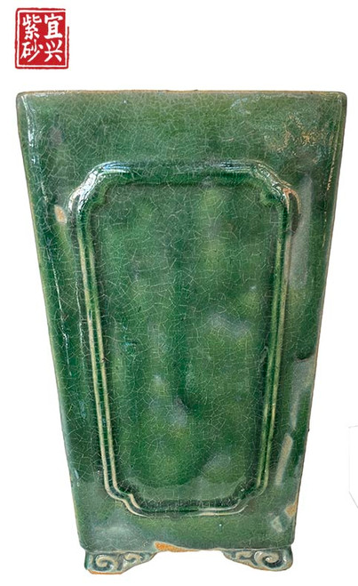 Green glazed vintage style cascade pot