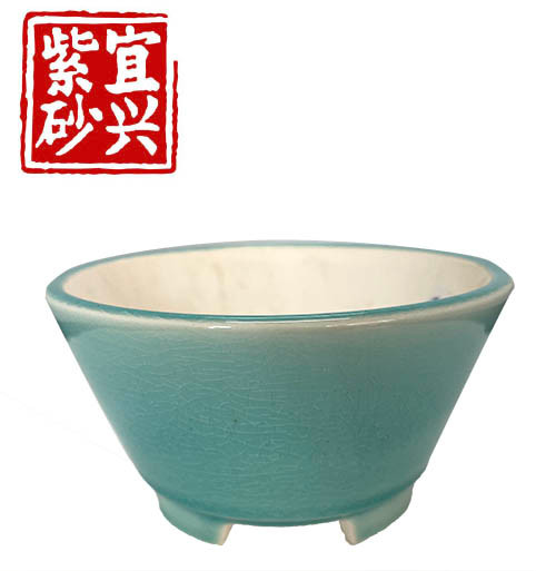 Turquoise-green round pot