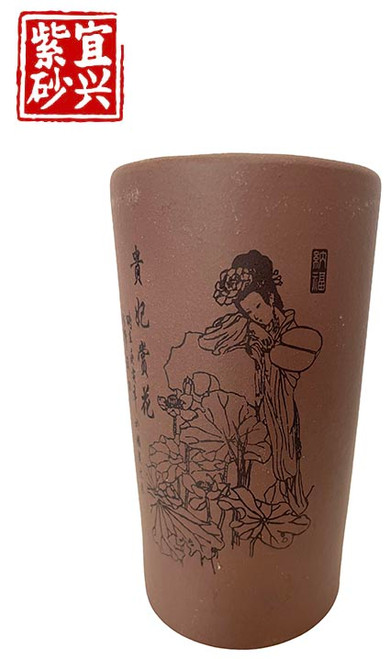 Round pot, dark brown colour  7.5x13.5x7.5cm