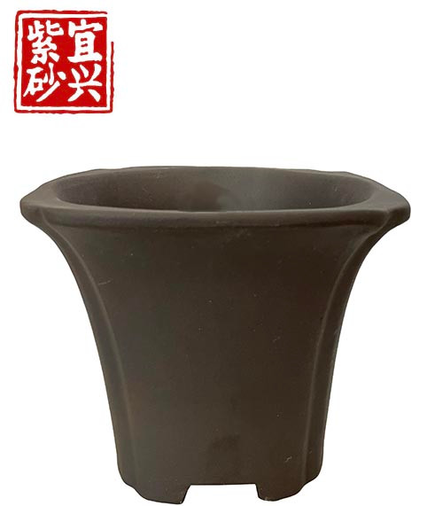 Square pot, dark brown in colour  15 x 14 x 15cm