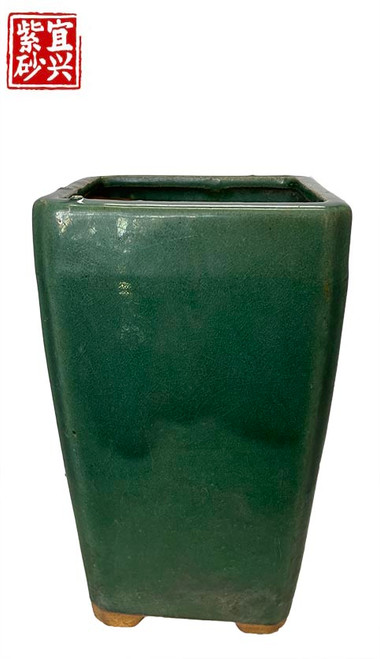 Tall green glazed pot