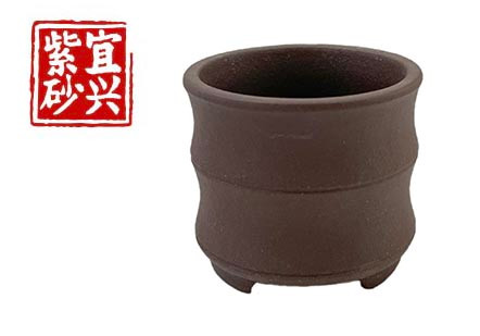 Round bamboo style pot, brown, 5.5x4.7x5.5cm