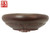 Round pot (brown), petal shaped carving