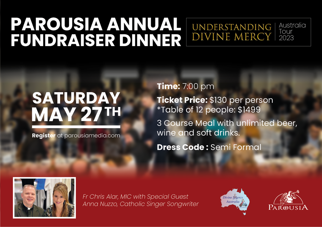 **SOLD OUT ** Parousia Annual Fundraising Dinner 2023 - Featuring Fr Chris Alar, MIC & Anna Nuzzo