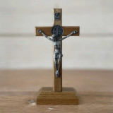 Handmade Brazilian Imbuia Desktop Crucifix - The Catholic Woodworker