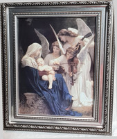 Mary, Jesus & Angels - Framed Artwork - Silver