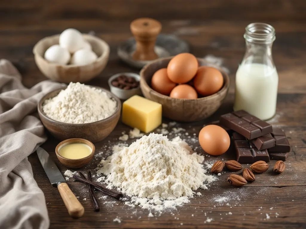 ingrediente profiterol - faina, oua, zahar, unt, lapte, ciocolata