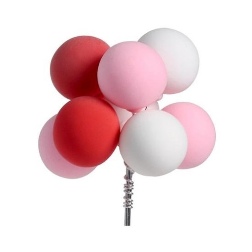 Decor Tort Buchet de Baloane  Alb/Roz/Roșu - T090505