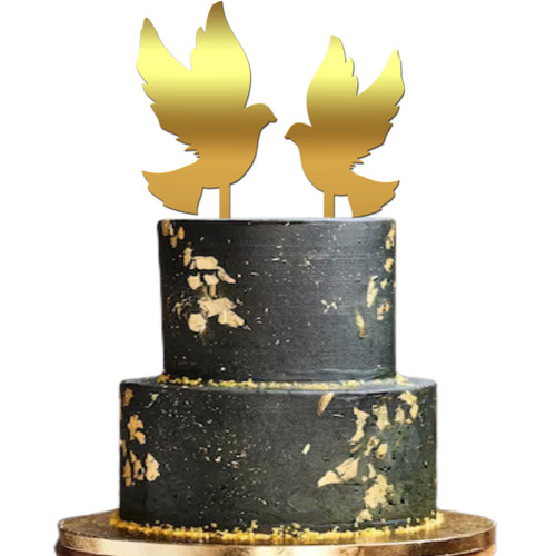 Topper tort cu siluetă de porumbei – 17 cm