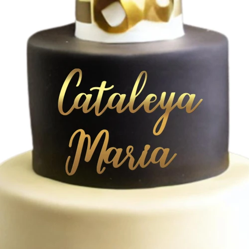 Topper tort personalizat cu nume caligrafic – aplicare frontală TPN-004