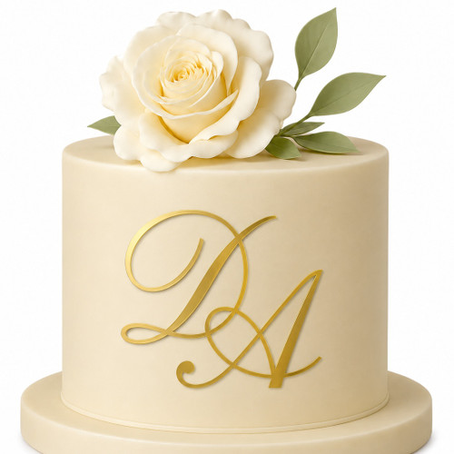 Topper tort personalizat cu inițiale Font 01 – aplicare frontală PN08