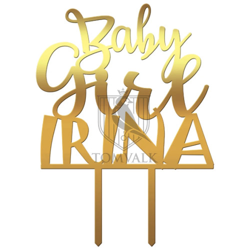 Tomvalk, Topper tort botez personalizat „Baby Girl” cu nume, tomvalk.ro