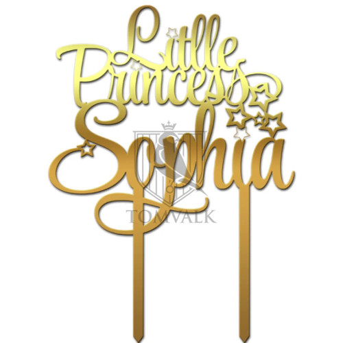 Topper tort botez „Little Princess” personalizat cu numele fetiței