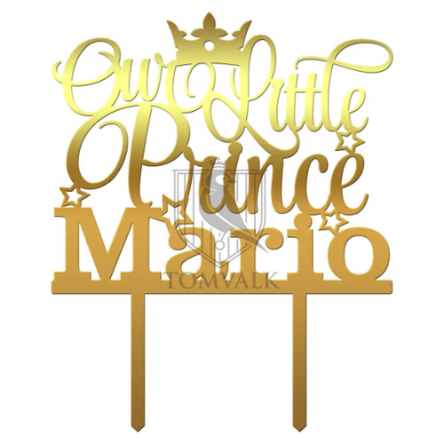 Tomvalk, Topper tort botez personalizat „Our Little Prince” cu nume și coroană, tomvalk.ro