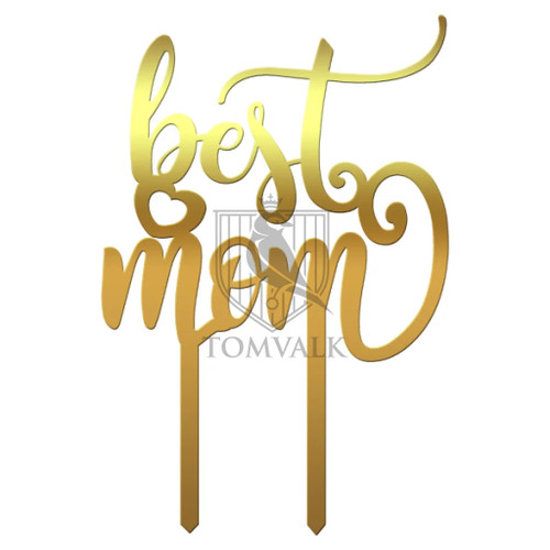 Topper tort Best mom  decor elegant pentru aniversarea mamei sau Ziua Mamei