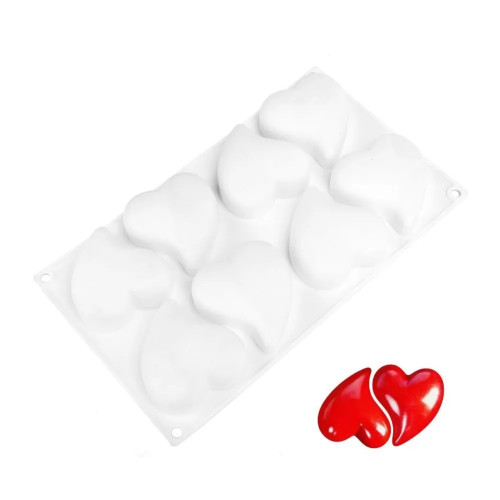 Forma din silicon cu 8 cavitati - Inimi - T14023