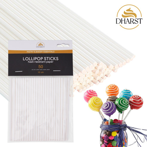 Set 50 betisoare pentru acadele (lollipops), din hârtie termorezistentă, reutilizabile  10 cm  Dharst