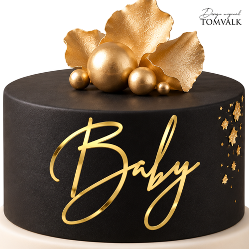 Toppere pentru botez și baby shower, Topper tort botez „Baby” fără piciorușe FP, tomvalk.ro