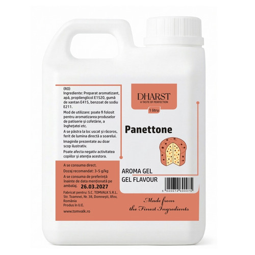 Ingrediente pentru cofetarie, Aromă gel termostabilă – Panettone – Dharst – 1 L, tomvalk.ro