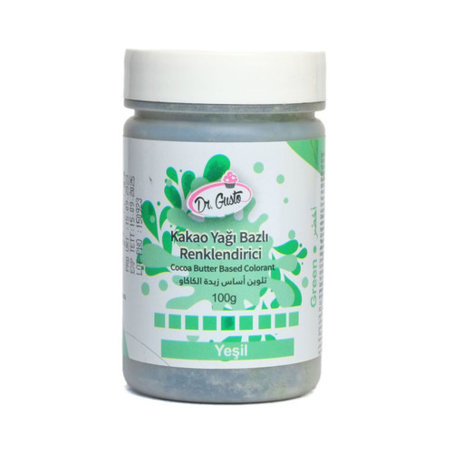 Colorant alimentar pentru ciocolata pe baza de unt de cacao - VERDE - Dr. Gusto 100gr