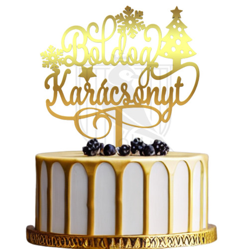 Topper pentru tort Boldog karcsonyt BF1
