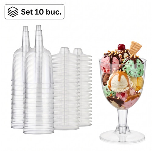 Set 10 Pahare Desert cu Picior - 160 ml - 11 cm x 6.5 cm