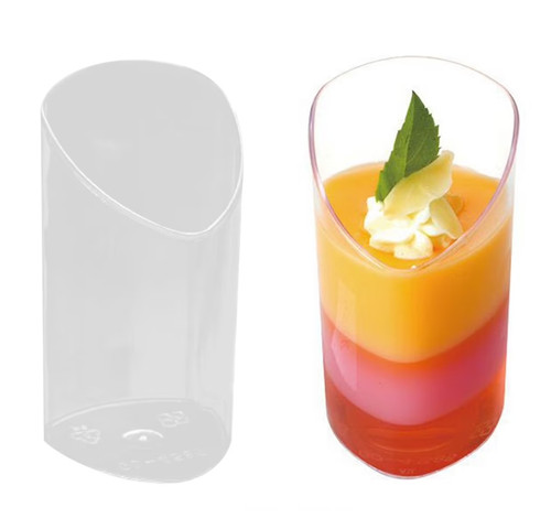 Set 10 Cupe Desert Transparente - Design Asimetric Petală - 85 mm x 45 mm