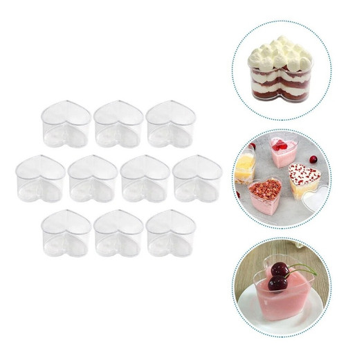 Set 10 Cupe Desert în Formă de Inimă - 70 ml - 5.5 cm x 4.2 cm