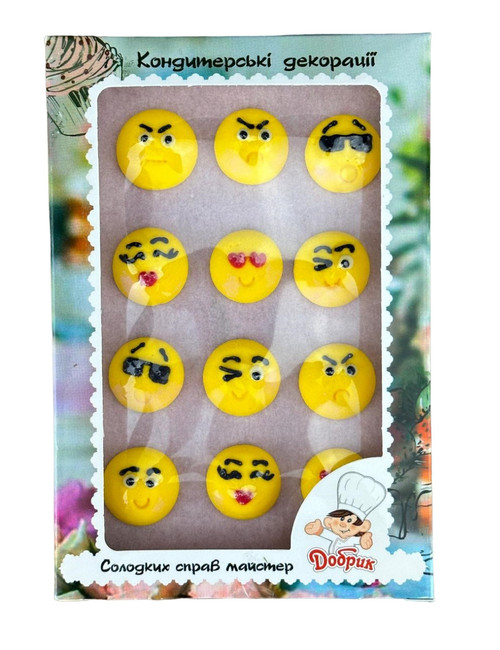 Set 12 decoratiuni din zahar Emoji