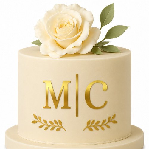 Topper tort personalizat cu inițiale – aplicare frontală PN10