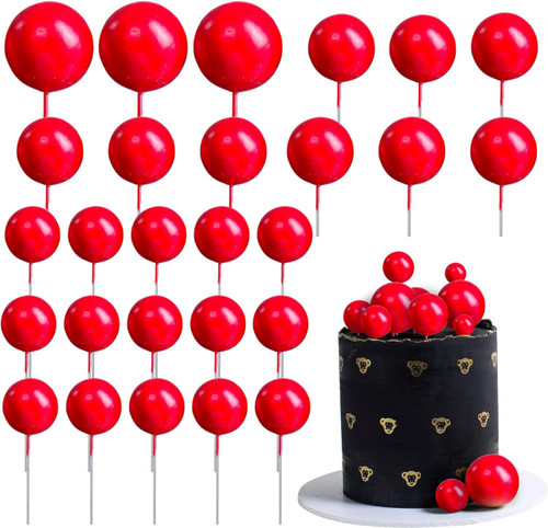 Set 19 sfere plastic pentru ornat torturi - Rosu