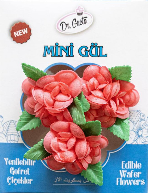 Pachet 10 buc. - Flori Decorative din Vafa Pentru Tort - Trandafiri rosii
