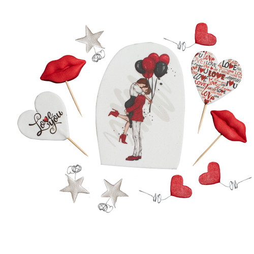 Decoratiuni comestibile din zahar - set Love