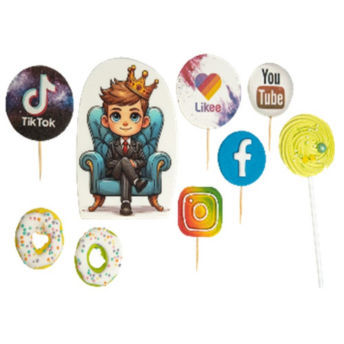 Decoratiuni comestibile din zahar - set Social Networks 2