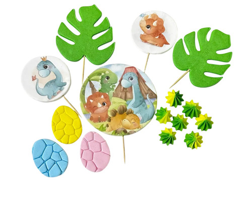 Decoratiuni comestibile din zahar - set Little Dinosaurus