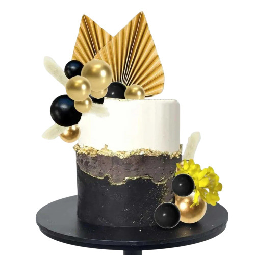 Set pentru ornat torturi  Negru & Auriu  28 piese  Decor luxos pentru torturi și deserturi festive