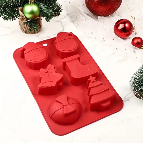 Craciun, Forma de silicon cu 6 modele de Craciun - 6 alveole - T13125, tomvalk.ro