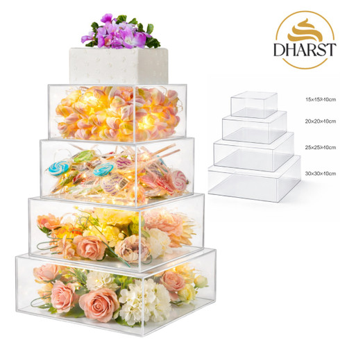 Set etaje false pentru tort, patrate  4 piese (15, 20, 25, 30 cm)  Dharst