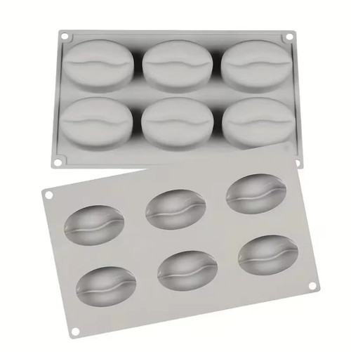 Forma de silicon cu 6 cavitati - Boabe de cafea - T15014