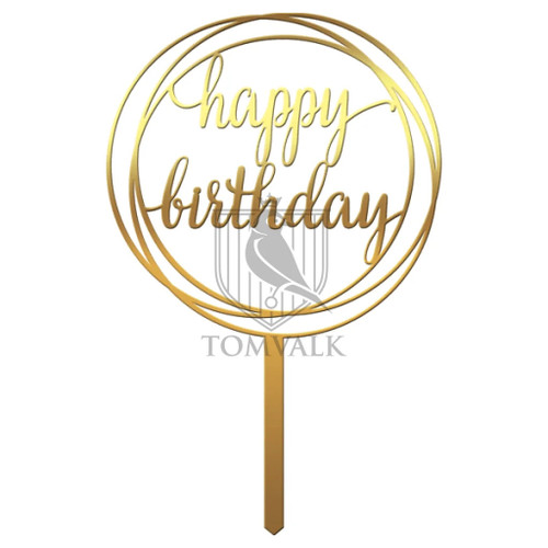 Tomvalk, Topper tort Happy Birthday Cerc – HBD-P28 – 13 cm, tomvalk.ro