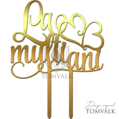Topper aniversare nepersonalizat, Topper tort La mulți ani – LMA-P12 – 14 cm, tomvalk.ro