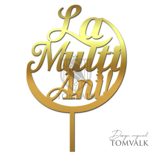 Topper aniversare nepersonalizat, Topper tort La mulți ani – LMA-P10 – 13 cm, tomvalk.ro