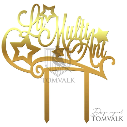 Topper aniversare nepersonalizat, Topper tort La mulți ani – LMA-P02 – 13 cm, tomvalk.ro