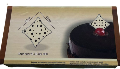 Decoratiuni din ciocolata - Romb puncte negre - cutie 240 buc