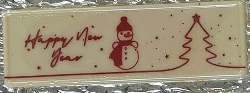 Decoratiuni din ciocolata - Happy New Year/Om de zapada - cutie 144 buc