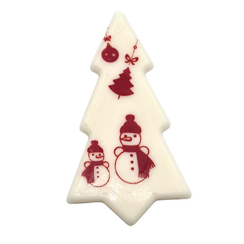 Decoratiuni din ciocolata - Brad alb/om de zapada - cutie 384 buc