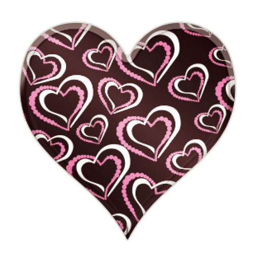 Decoratiuni din ciocolata - Inima alb/roz - cutie 288 buc